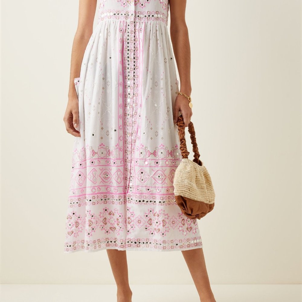 Juliet Dunn Tie Shoulder Dress Mosaic Print Size 1